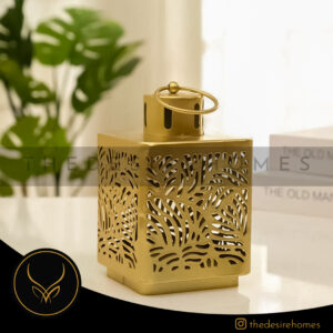 Sculptvriksh Pyramid Metal Hanging Lantern – Golden Finish