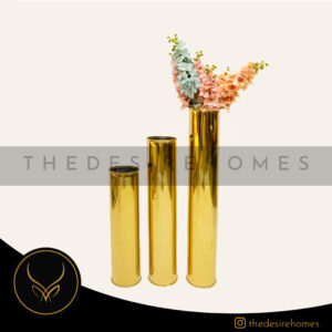 Golden Cylindrical Floor Vase